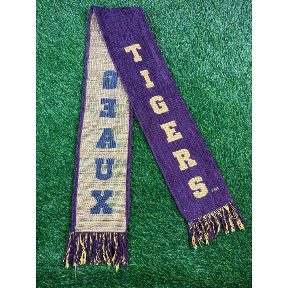 LSU Scarf Geaux Tigers 5 Foot Long Custom Made In USA - Picture 2 of 5